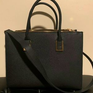 H&M BLACK LEATHER HANDBAG LADIES BAG SHOULDER